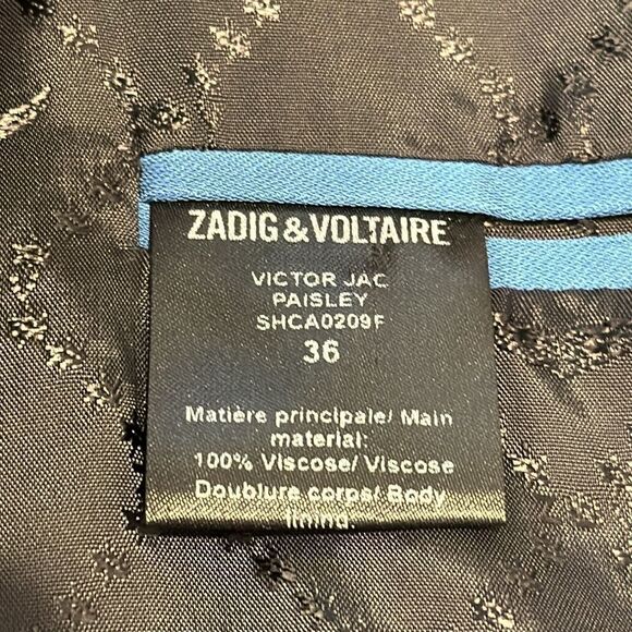 New Zadig & Voltaire Victor Paisley Blazer Small/ Fr 36 - Picture 12 of 16